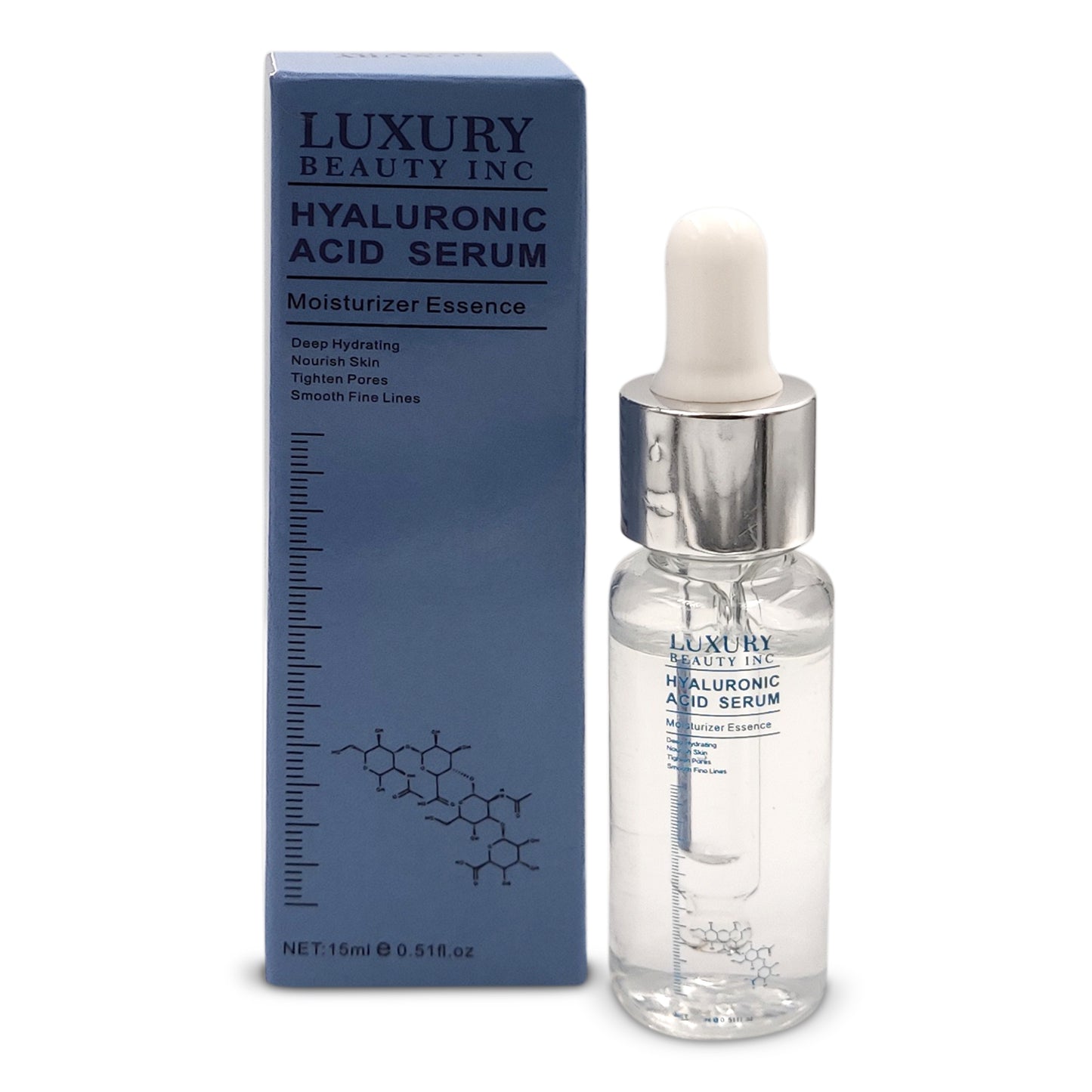 Luxury Beauty Inc 4D Hyaluronic Acid Facial Serum: Anti-Aging Moisturizer & Skin Care Solution to Reduce Eye Bags, Dark Spots & Fine Lines, Tightening Sagging Skin and Firming Wrinkles.