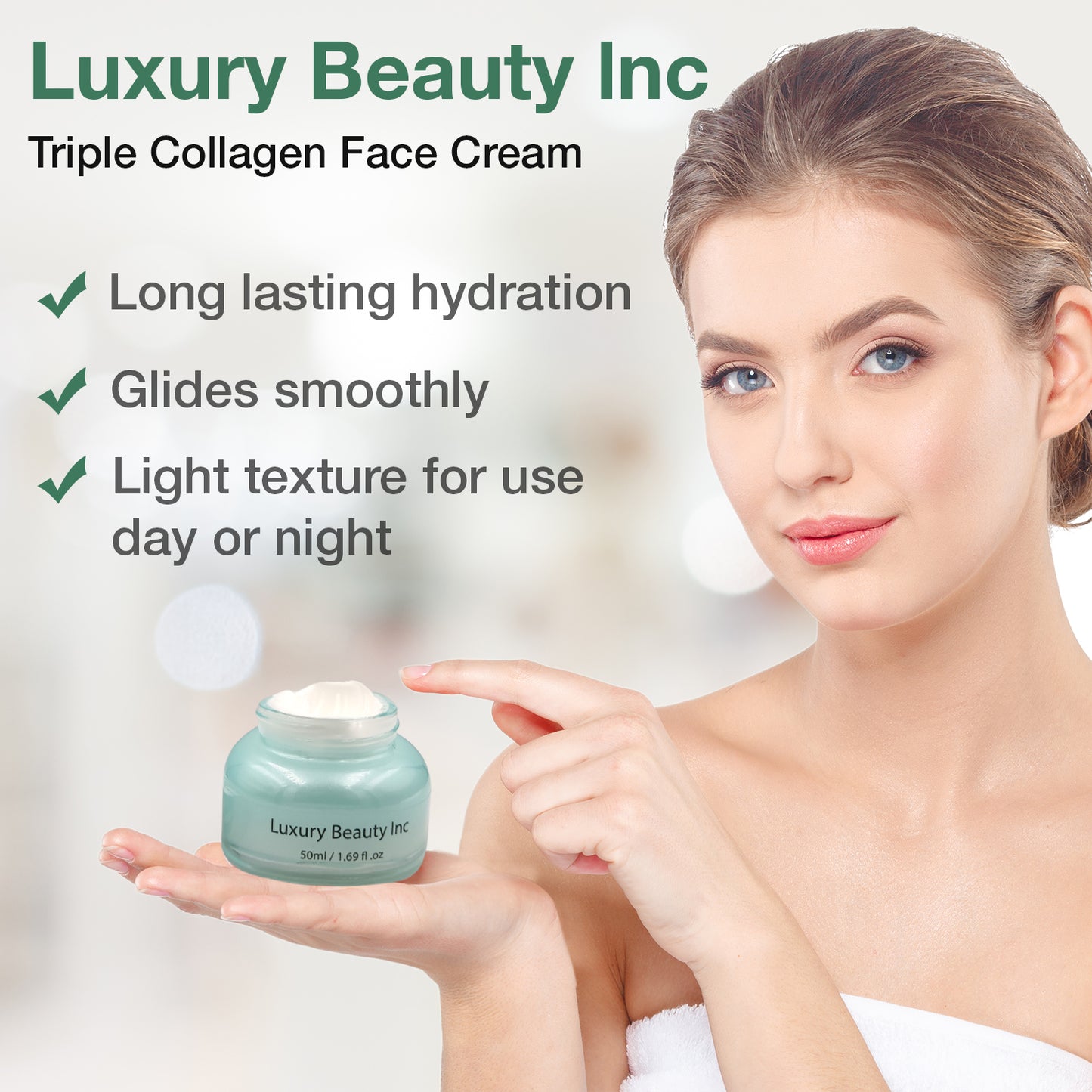 Organic Triple Collagen Anti Aging Skincare Face Cream | Moisturizing and Skin Firming with Natural Ingredients to Reduce Fine Lines, Dark Spots and Deep Hydration.