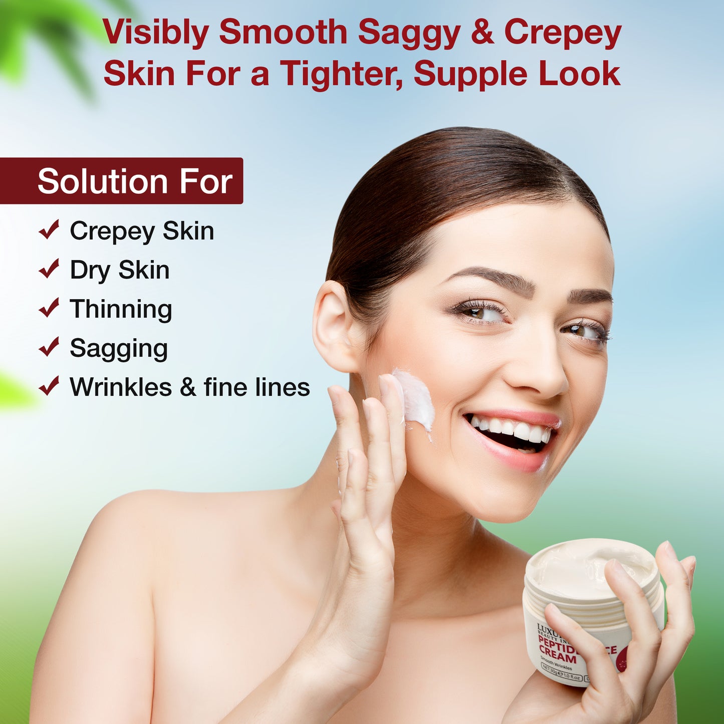 Luxury Beauty Inc Peptide Face Cream Moisturizer for Skin Care: Collagen-Based Anti-Aging Firming Formula to Smooth Wrinkles, Reduce Dark Spots and Fade Fine Lines.