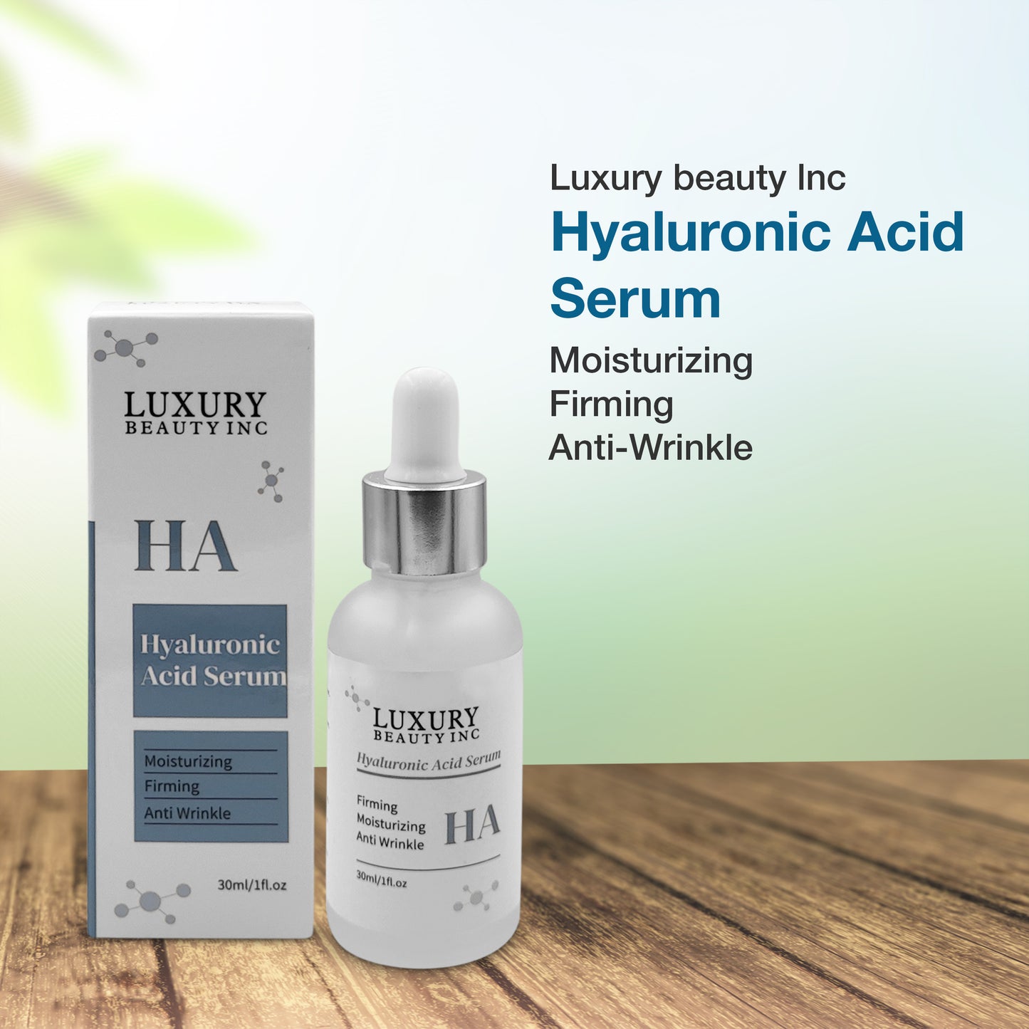 Luxury Beauty Inc Hyaluronic Acid Anti-Aging Face Serum Moisturizer - Firming, Tightening, Anti-Wrinkle Skin Care for Dark Spot Correcting, Age Spots Repairing and Deep Hydration.