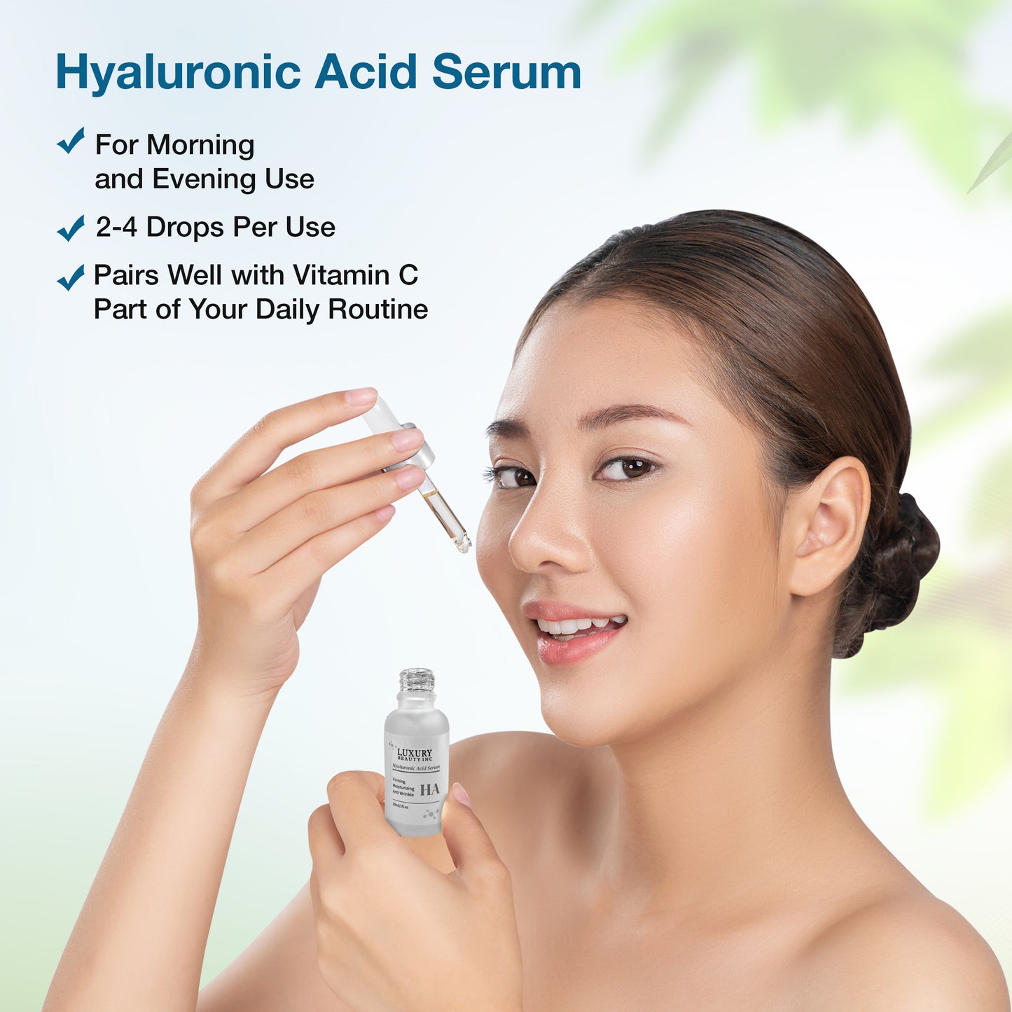 Luxury Beauty Inc Hyaluronic Acid Anti-Aging Face Serum Moisturizer - Firming, Tightening, Anti-Wrinkle Skin Care for Dark Spot Correcting, Age Spots Repairing and Deep Hydration.