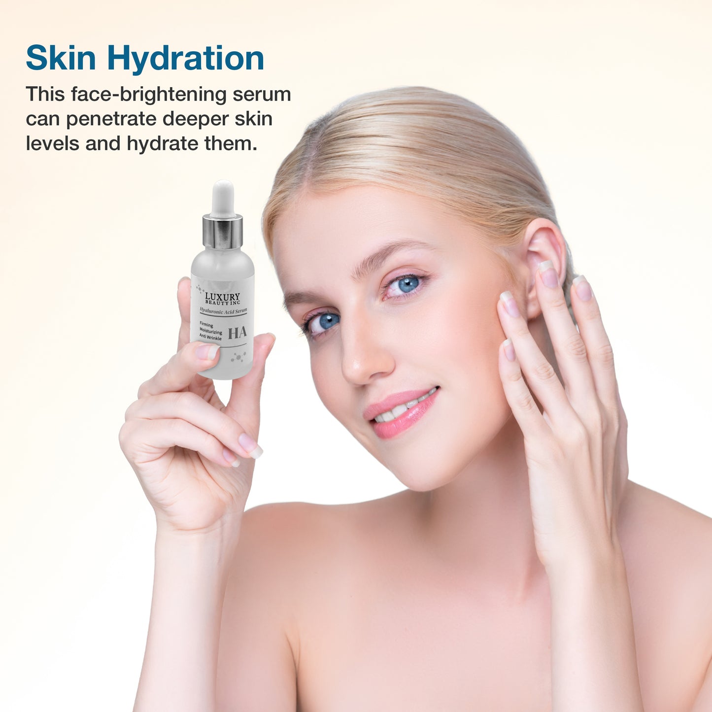 Luxury Beauty Inc Hyaluronic Acid Anti-Aging Face Serum Moisturizer - Firming, Tightening, Anti-Wrinkle Skin Care for Dark Spot Correcting, Age Spots Repairing and Deep Hydration.