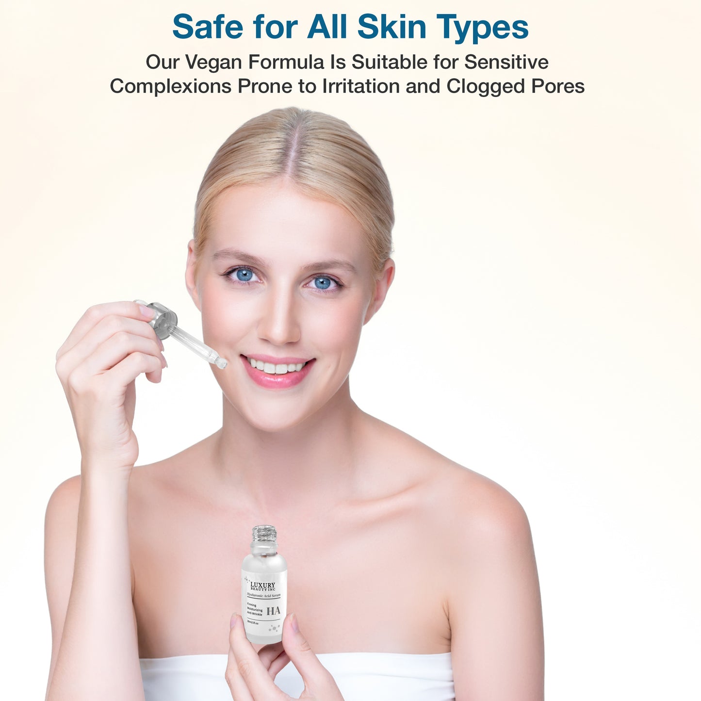 Luxury Beauty Inc Hyaluronic Acid Anti-Aging Face Serum Moisturizer - Firming, Tightening, Anti-Wrinkle Skin Care for Dark Spot Correcting, Age Spots Repairing and Deep Hydration.