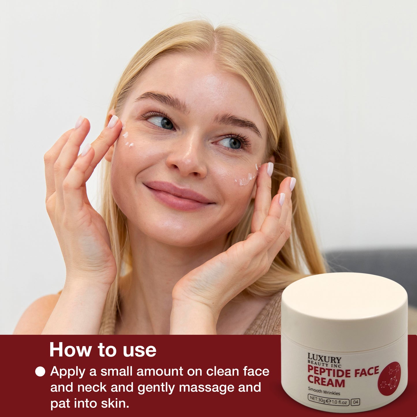 Luxury Beauty Inc Peptide Face Cream Moisturizer for Skin Care: Collagen-Based Anti-Aging Firming Formula to Smooth Wrinkles, Reduce Dark Spots and Fade Fine Lines.