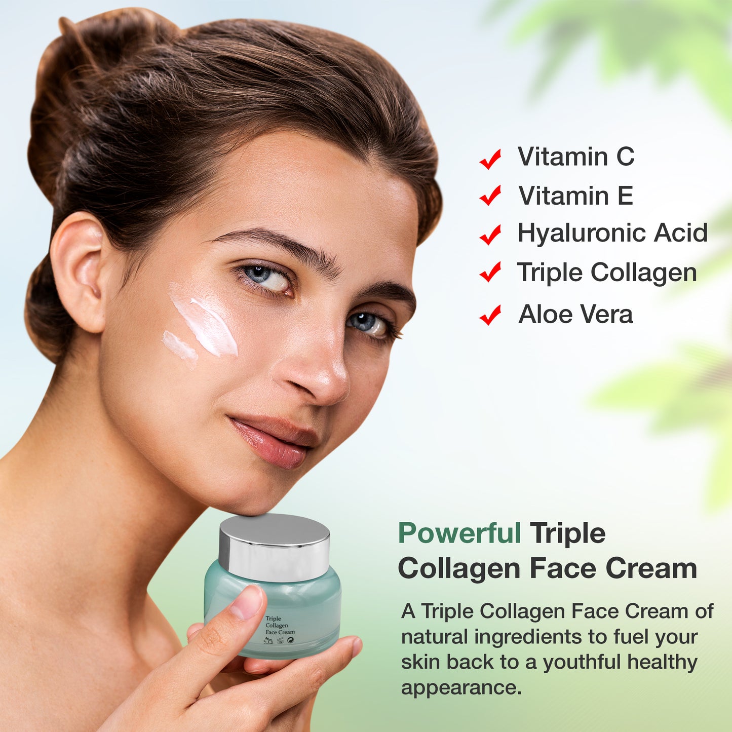 Organic Triple Collagen Anti Aging Skincare Face Cream | Moisturizing and Skin Firming with Natural Ingredients to Reduce Fine Lines, Dark Spots and Deep Hydration.